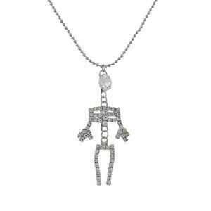 Rhinestone Dangling Skeleton Necklace